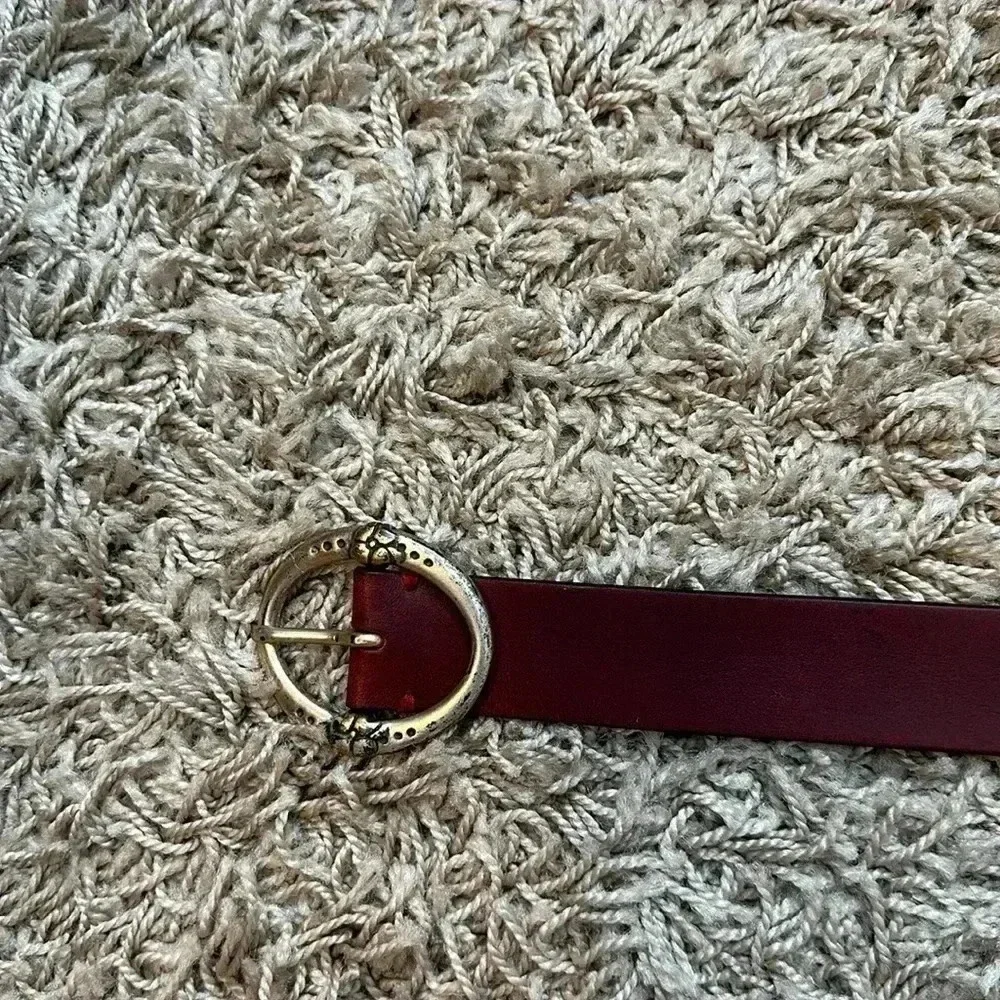 Women Lucky Brand Brown Solid Brass Round Buckle‎ Belt Size Medium